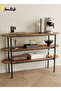 طاولة كونسول طويلة بثلاثة مستويات، طاولة جانبية للأريكة، طاولة عرض للمنزل وركن القهوة والمدخل - 3