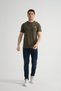 Khaki Stretch Cotton Standard Fit Men's T-Shirt with Minimal Logo - 2