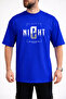 Men's Night Center Text Printed Crew Neck Cobalt Blue T-Shirt