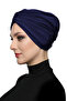 Butterfly Lined Navy Blue Ready-To-Wear Turban Hijab Pool Cap Suitable for Medical Use
