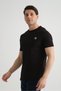 Black Stretch Cotton Standard Fit Men's T-Shirt with Minimal Logo - 5