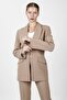 American Collar Modern Long Women's Jacket-Stone - 1187100 - 3