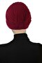 Banded (Front and Back Banded) Ribbed Burgundy Sponge Ready Turban Hijab Bonnet Pool Bonnet - 4