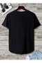 Black Unisex Skirt Oval Cotton Printed Crewneck Basic T-Shirt - 2