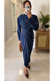 Pucca Navy Blue Twisted Detailed Blouse Skirt Set - 2