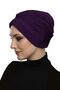 Pearl Embroidered Purple Ready-To-Wear Turban Hijab Headscarf Suitable for Medical Use - 5