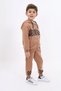 Boy's 2-Piece Set Printed Hooded Zippered Sweatshirt & Sweatpants with Elastic Waistband - 3
