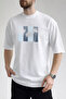 Men's Good Vibes Written Palm Tree Printed Crew Neck White T-Shirt - 3