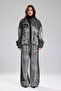 Women's Gabardine Fabric Leather Print Detailed Design Top and Bottom Set