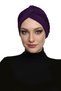 Purple Ready-To-Wear Turban Hijab with Cross W Ribbed Band, Suitable for Medical Use - 7