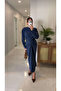 Pucca Navy Blue Twisted Detailed Blouse Skirt Set