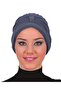 Ribbed Dark Gray Sponge Ready-To-Wear Turban Hijab with Bands (Front and Back Bands) Pool Cap - 2