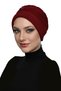Incili - Pearl Embroidered Burgundy Ready-To-Wear Turban Hijab Bonnet Suitable for Medical Use - 7