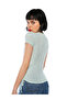 Women Green Solid Rib Knit Wrap Top - 2