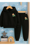 طقم سويت شيرت علوي وسفلي للأطفال مطبوع عليه كابيبارا كاجوال تريند 3 خيوط مطرزة