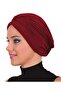 Banded (Front and Back Banded) Ribbed Burgundy Sponge Ready Turban Hijab Bonnet Pool Bonnet