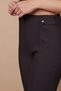High Waist Front Stitched Waist Pockets Buttoned Pipe Leg Fabric Trousers - Black - 6
