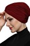 Cross-Strapped Burgundy Ready-Made Turban Hijab Pool Cap Suitable for Medical Use - 6