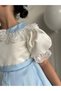 Baby Blue Lace Detailed Princess Model Evening Dress + Buckle - 5