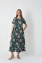 Women's Cotton Modal Fabric Button Detail Patterned Chic Dress 8080 - 4