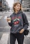 Women's Smoked Cherry Printed Oversize Hooded Sweatshirt Hoodie - 2