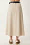 Belted Slit Midi Woven Skirt Lby0046 Cream - 6