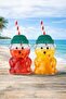 2 Pieces Teddy Bear Glass Barista Cold Drink Cup Teddy Bear Cup 550 ml with Straw Design Valentine's Day - 2