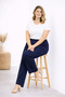 Women's Plus Size Navy Blue, Elastic Waist, High Waist, Pocket Pants 65N39372 - 4