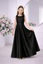 Girl's Black Satin Crew Neck Plain Dress Graduation Birthday Evening Dress - 2