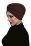 Ready-To-Wear Turban Hijab with Brocade Band and Brown Lining, Suitable for Medical Use - 5