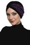 Cross Boucle Black-Purple Ready-To-Wear Turban Hijab Pool Cap Suitable for Medical Use - 6