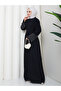 Stone-Embellished Sleeve Abaya Modest Wear Women's Ferace Dress