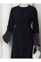 Stone-Embellished Sleeve Abaya Modest Wear Women's Ferace Dress - 5