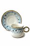 6-Person Spring Breeze Blue Polka Dot Gold Gilded Coffee Cup Set - 90 ml - 2