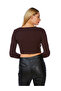 Women Long Sleeve Drawstring Ruched Top in Chocolate - 2