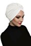 Brocade Banded Cream Lined Ready-To-Wear Turban Hijab Medical Use Suitable - 5