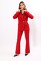 Pleated Double-Breasted Single-Button Jacket & Pocketed Flared Trousers Women's Suit-Red - 1191506 - 2