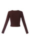 Women Long Sleeve Drawstring Ruched Top in Chocolate - 6