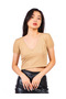 Women Taupe Pleated V Neck Top - 3