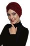 Brocade Banded Burgundy Lined Ready-To-Wear Turban Hijab Medical Use Suitable - 3