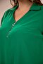 Plus Size Women's Pleated Zipper Blouse Green - 7