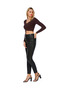 Women Long Sleeve Drawstring Ruched Top in Chocolate - 4