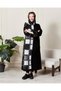Hooded Fur Detailed Long Coat Black-White - 7