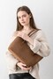 Terra Touch Knitted Patterned Soft Suede Textured Makeup Bag Tan Women's Shopper Shoulder Bag - 6