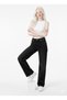 Colorfast Women's Black High Waist Palazzo Jeans Loose Denim Pants - 2