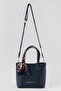 Vera Scarf Detailed Adjustable Strap Large Volume Women's Navy Blue Shoulder and Crossbody Bag - 2