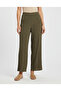 Women's Khaki Elastic Waist Textured Trousers Cab12