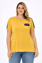 Women's Plus Size Mustard Viscose Blouse with Pocket and Shoulder Stone Detail 65N39393