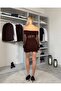 Women's Lace Brown Flounce Collar Dress - 3