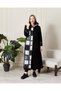 Hooded Fur Detailed Long Coat Black-White